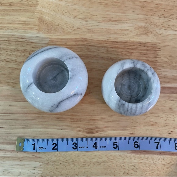 2pc Vintage Marble Stone Candle Holders - Picture 5 of 7